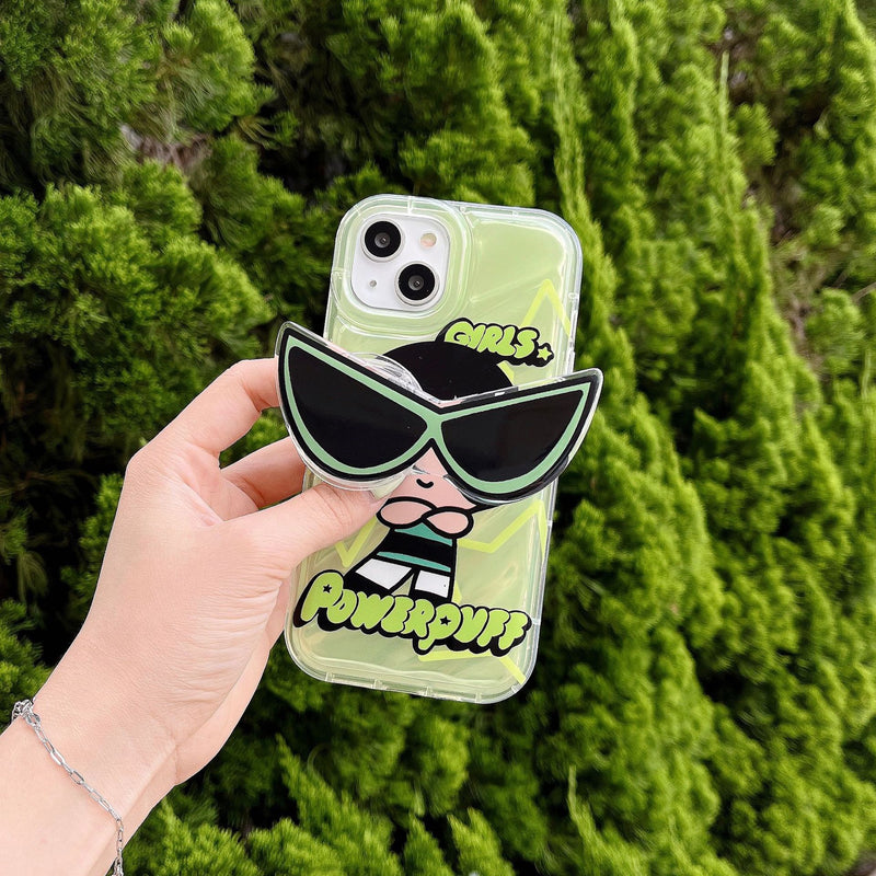 Lovely Powerpuff Girls X New Jeans Phone Case with Sunglasses Bracket