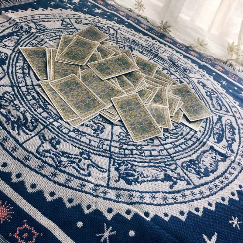 Celestial Tapestry Tarot and Lenormand Altar Cloth - Embrace the Wisdom of the Zodiac!