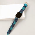 Retro Checkered Denim Leather Band Compatible with Apple Watch