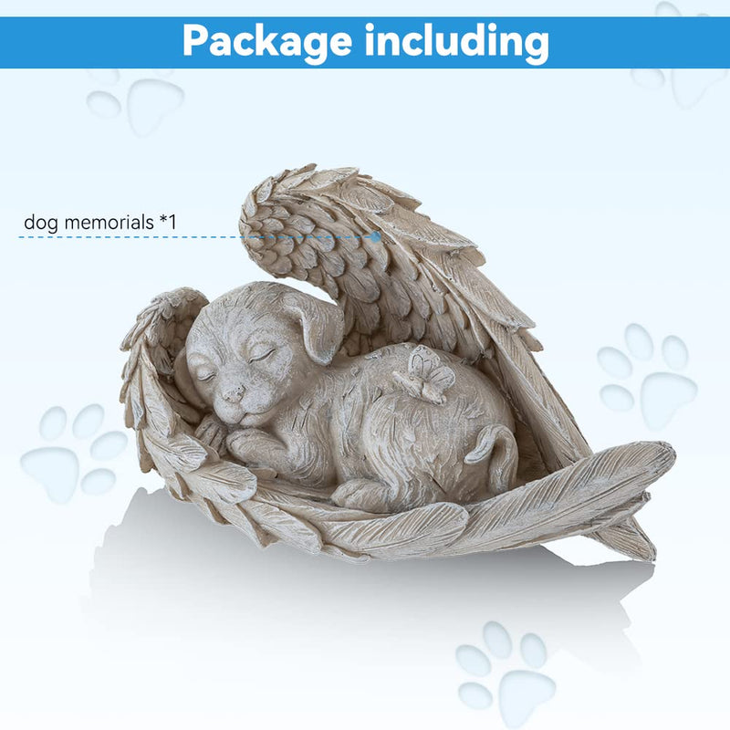 Dog Angel Wing Tombstone Decoration Pet Memorial Stone Statue Commemorates