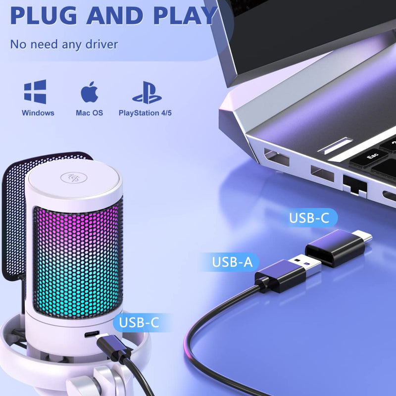 RGB Gaming Microphone for PC/PS4/PS5/Mac/Phone