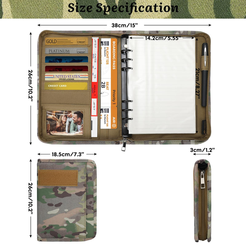 Tactical Padfolio Portfolio Binder with Zipper Military Notebook Cover Portfolio Organizer Folder