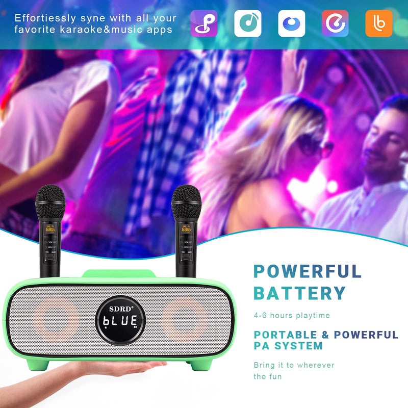 Karaoke Machine Bluetooth PA System with 2 Wireless Karaoke Microphone