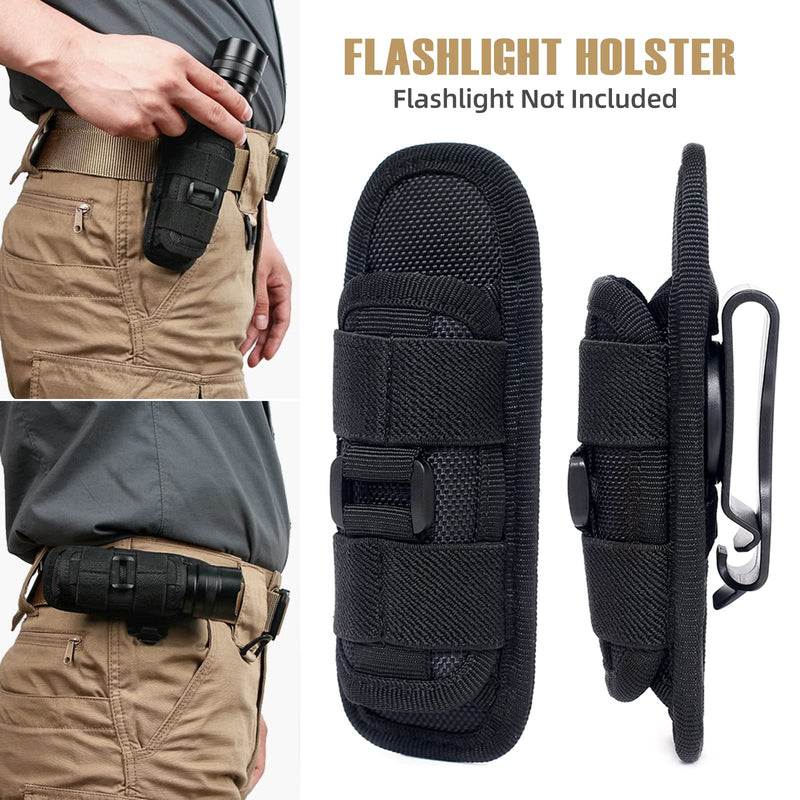 Tactical Flashlight Pouch Holster Rotatable Flashlight Holder Belt