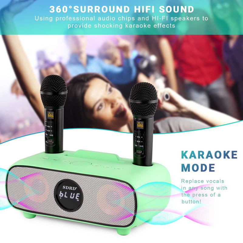 Karaoke Machine Bluetooth PA System with 2 Wireless Karaoke Microphone