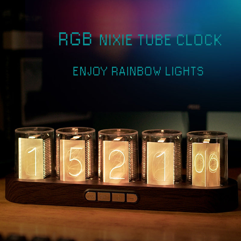 Imitation Nixie Tube Clock RGB Creative Clock for Home Desktop Decoration