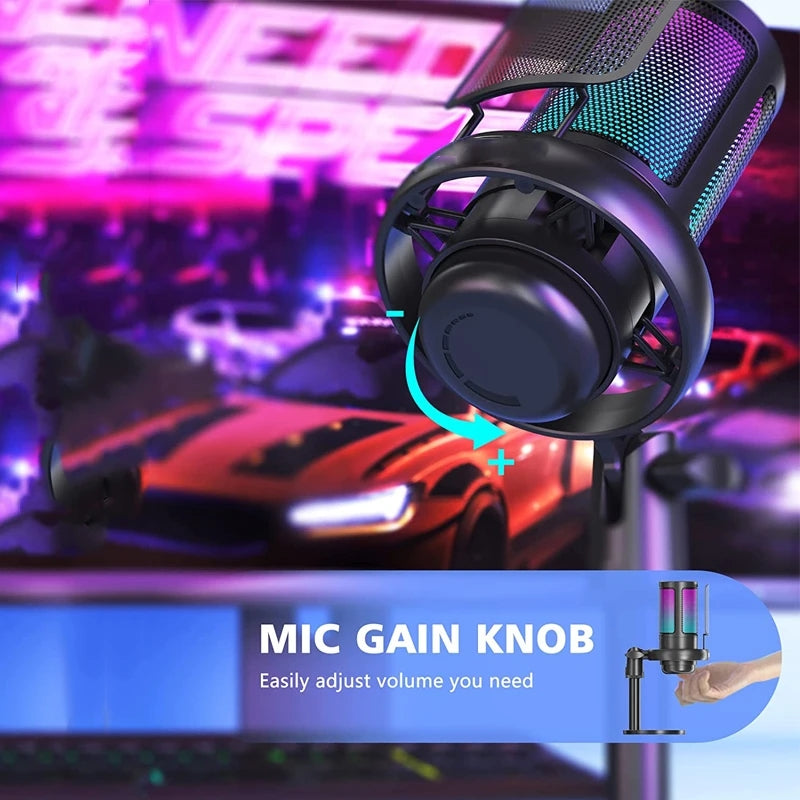 RGB Gaming Microphone for PC/PS4/PS5/Mac/Phone