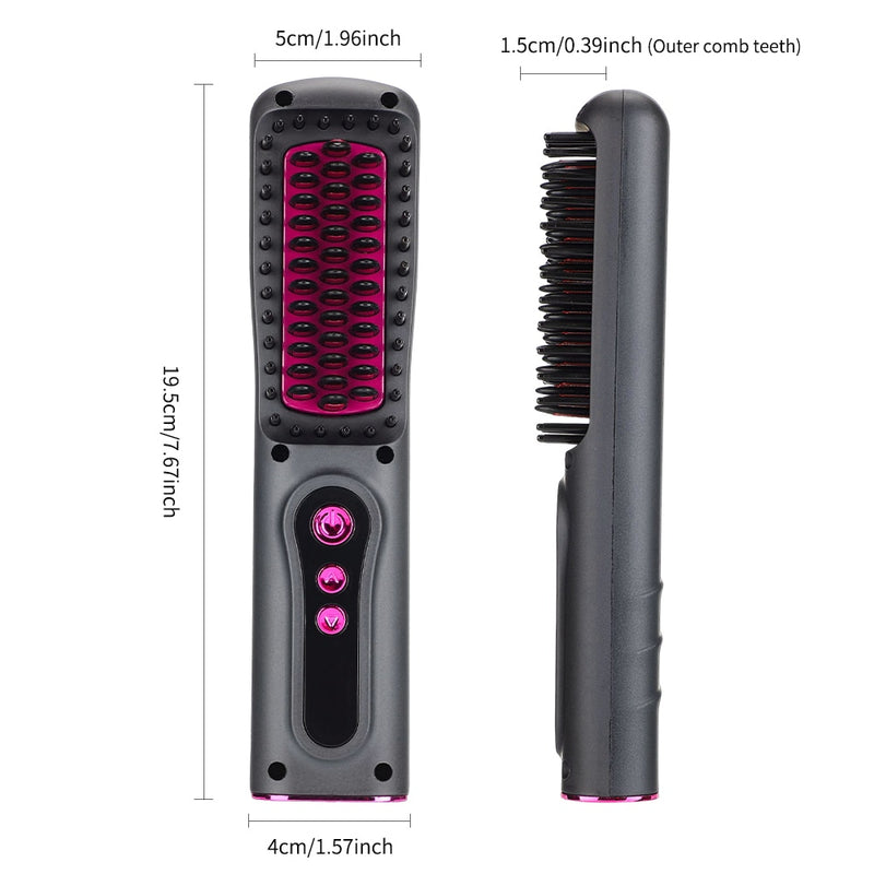 Cordless Hair Straightener Brush Portable Negative Ion Hot Comb