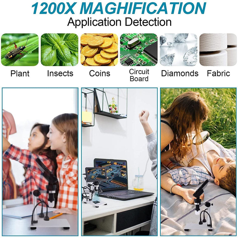7-Inch LCD Digital Microscope - 1200X Magnification