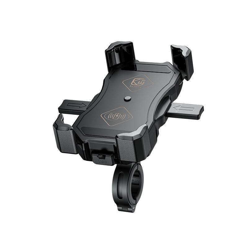 M11 Motorcycle Phone Mount Holder with Wireless Charger,15W Qi & QC 3.0 USB Fast Charging