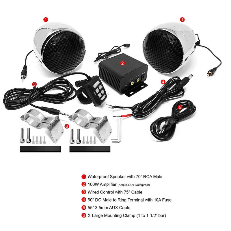 Motorcycle Bluetooth Speaker with 2 Channel 150W Amplifier