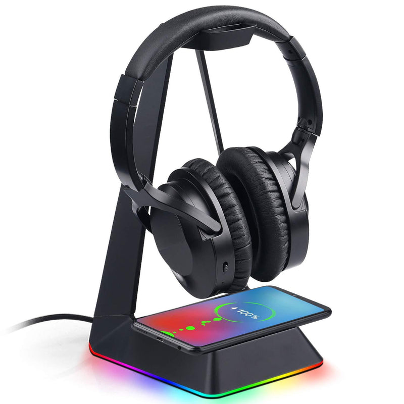 RGB Headphone Stand with Wireless Charger